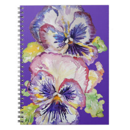 Pansy Watercolor Blumenmuster auf dem Indigoklo Li Notizblock