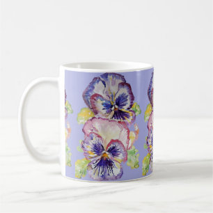 Pansy Watercolor Blumenmuster Lilac Lila Tasse