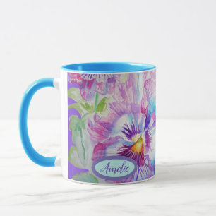 Pansy Watercolor Hübsche Lila Blume Tasse