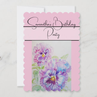 Pansy Watercolor Stiefmütterchen Violett Blumenstr Einladung