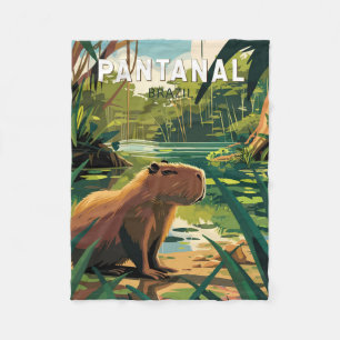 Pantanal Brasilien Capybara Reise Kunst Vintage Fleecedecke
