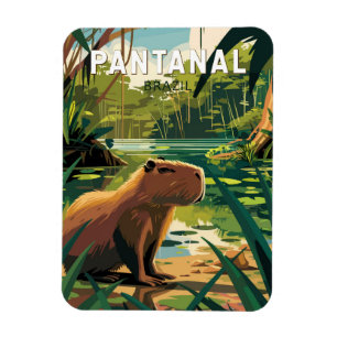 Pantanal Brasilien Capybara Reise Kunst Vintage Magnet