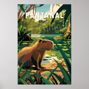 Pantanal Brasilien Capybara Reise Kunst Vintage Poster