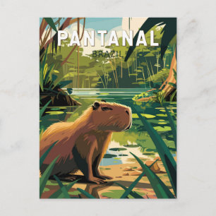 Pantanal Brasilien Capybara Reise Kunst Vintage Postkarte
