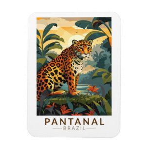 Pantanal Brazil Jaguar Travel Art Vintag Magnet