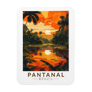 Pantanal Brazil Sunset Travel Art Vintag Magnet