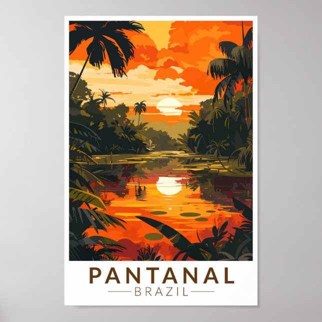 Pantanal Brazil Sunset Travel Art Vintag Poster (Vorne)