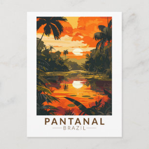Pantanal Brazil Sunset Travel Art Vintag Postkarte