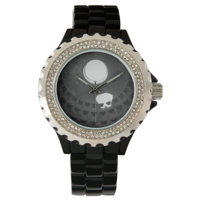 Pantheon Light Skull Rom Italien Schwarz-Weiß Armbanduhr (Vorderseite)
