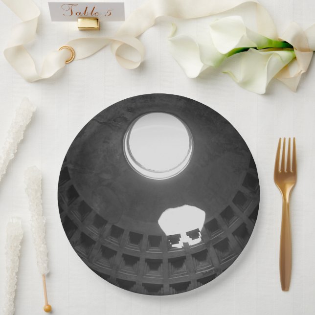 Pantheon Light Skull Rom Italien Schwarz-Weiß Pappteller (Hochzeit)