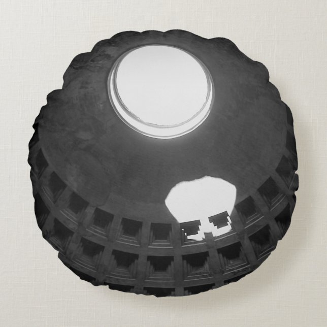 Pantheon Light Skull Rom Italien Schwarz-Weiß Rundes Kissen (Vorderseite)
