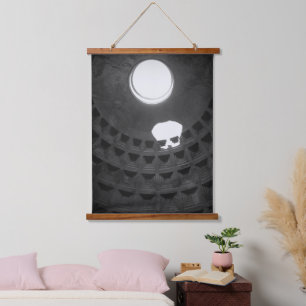 Pantheon Light Skull Rom Italien Schwarz-Weiß Wandteppich Mit Holzrahmen