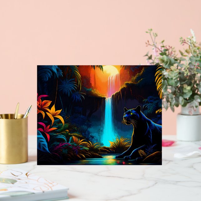 Panther an einem Wasserfall Acrylschild (Hochzeit)