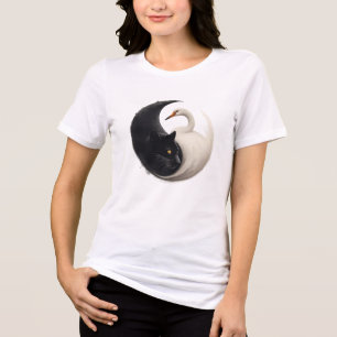 Panther and Crane Yin Yang Ink Art Tri-Blend Shirt