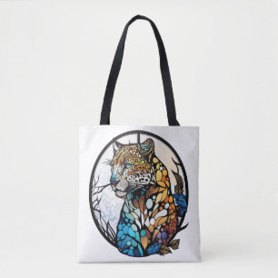 Panther Animal Portrait Gestaltetes Glas Kunst, Di