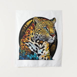 Panther Animal Portrait Gestaltetes Glas Kunst, Di Wandteppich