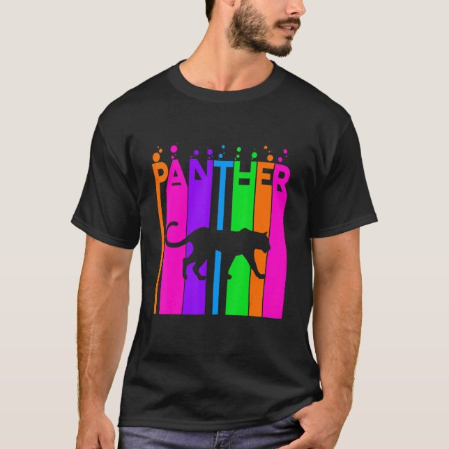 Panther Animal Rainbow Buble mit Silhouette T-Shirt (Vorderseite)
