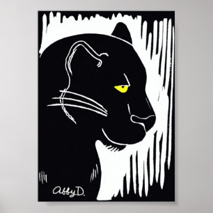 Panther Art Black and White Poster, 5 x 7 Zoll Poster