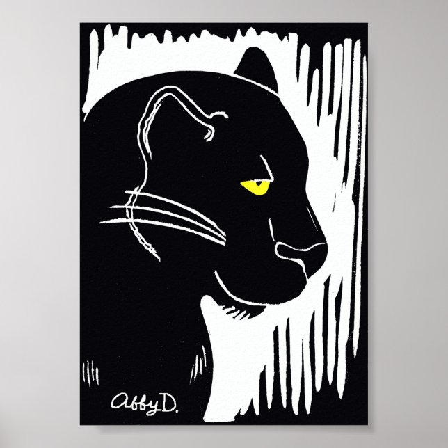 Panther Art Black and White Poster, 5 x 7 Zoll Poster (Vorne)