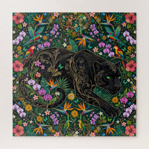 Panther auf Beutefang Surrealer Dschungel Puzzle