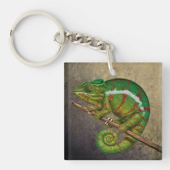 Panther Chameleon Digitales Gemälde Schlüsselanhänger (Vorderseite)