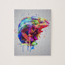 Panther Chameleon Wasserfarbe Puzzle