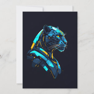 Panther Cyberpunk Mecha Schwarzer Panther Neon Einladung
