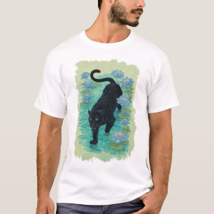 Panther, der durch blaue Lotusblumen kriecht T-Shirt