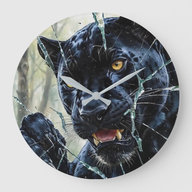 Panther durchbrechen große wanduhr (Vorderseite)