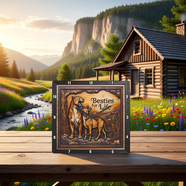 Panther Goat Textured Forest Quadratische Wanduhr (Von Creator hochgeladen)