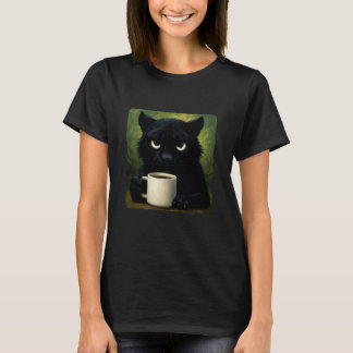 Panther Grumpy Coffee Morning Humor Wildlife Tired T-Shirt