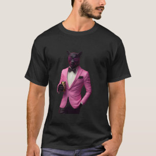 Panther im rosa Anzug, coole Katze T-Shirt