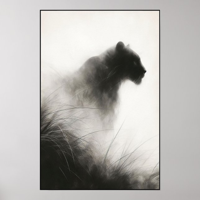 Panther im Whispernebel Abstrakt Poster (Vorne)