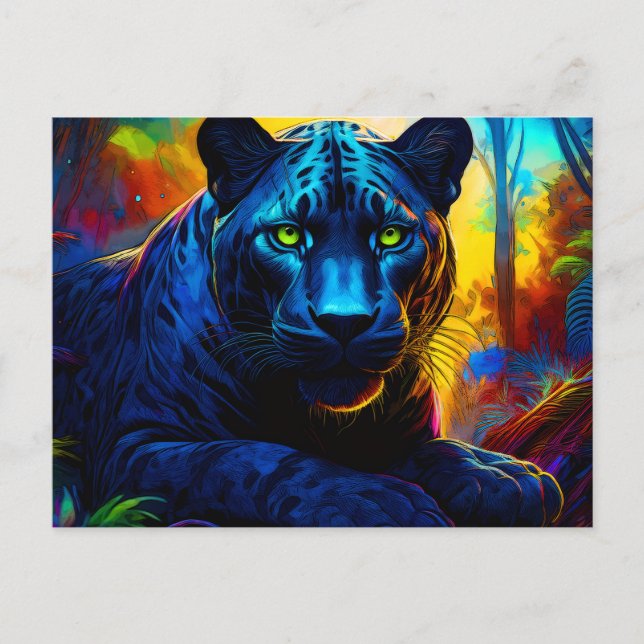 PANTHER in WILD Farbe Postkarte (Vorderseite)
