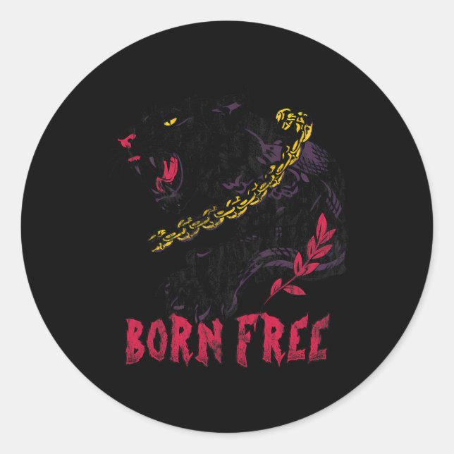 Panther mit Kettenschwarz Geschichte Monat afrikan Runder Aufkleber (Vorderseite)