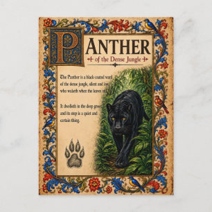 Panther, mittelalterliche Bestiarien-Kunst Postkarte