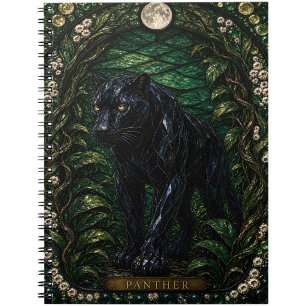 Panther, Nachtblüten-Buntglas Notizblock