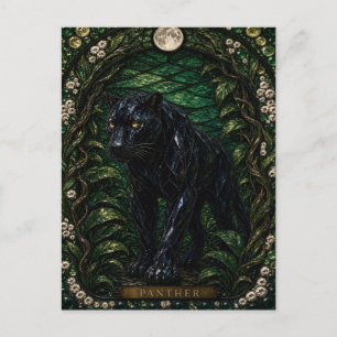 Panther, Night Bloom Buntglas Postkarte
