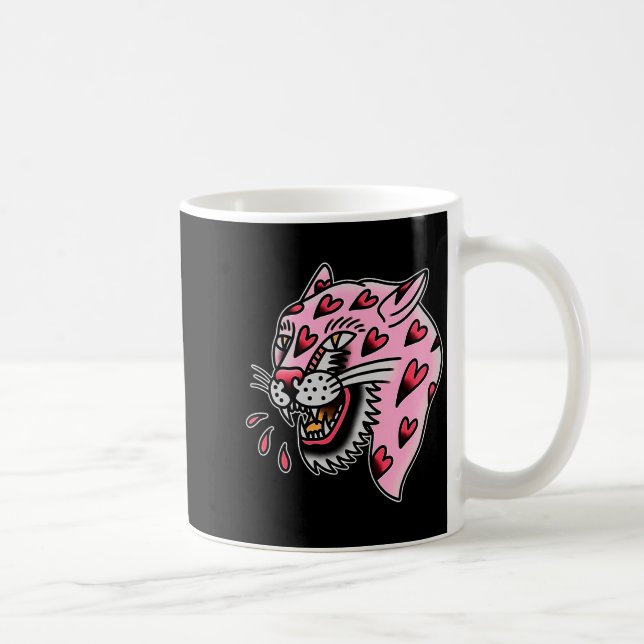 Panther Pink X Heart Love Traditional Flash Premiu Kaffeetasse (Rechts)