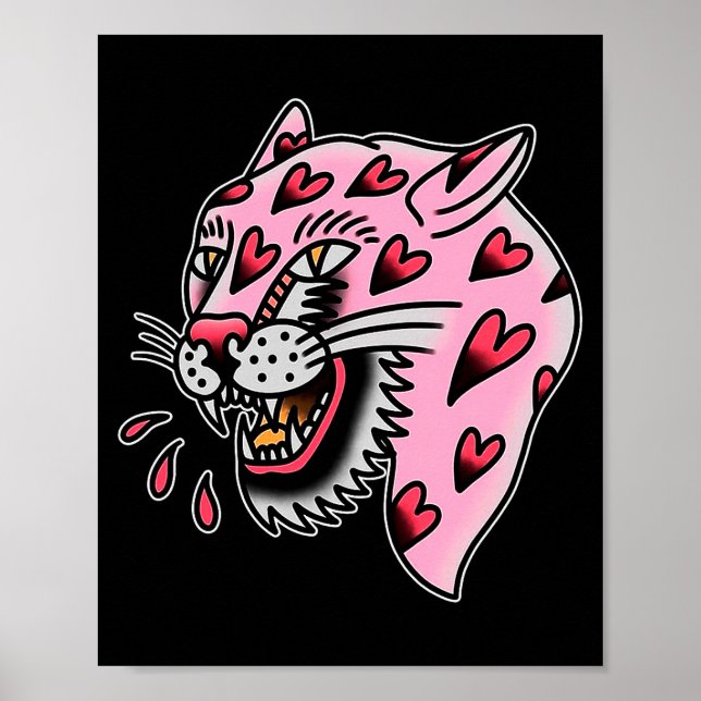 Panther Pink X Heart Love Traditional Flash Premiu Poster (Vorne)