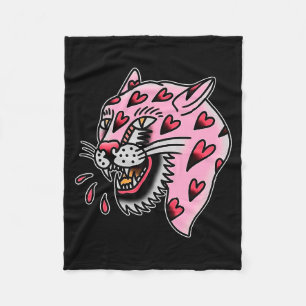 Panther Pink X Herz Liebe Traditioneller Flash Pre Fleecedecke