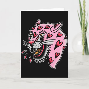 Panther Pink X Herz Liebe Traditioneller Flash Pre Karte