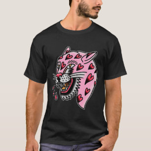 Panther Pink X Herz Liebe Traditioneller Flash Pre T-Shirt