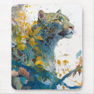 Panther Portrait Animal Painting Wildlife Forest Mousepad