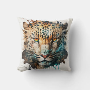 Panther Portrait Animal Painting Wildlife Kissen
