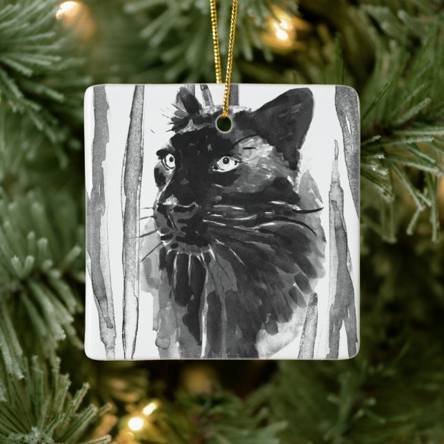 Panther Portrait Keramikornament (Baum)