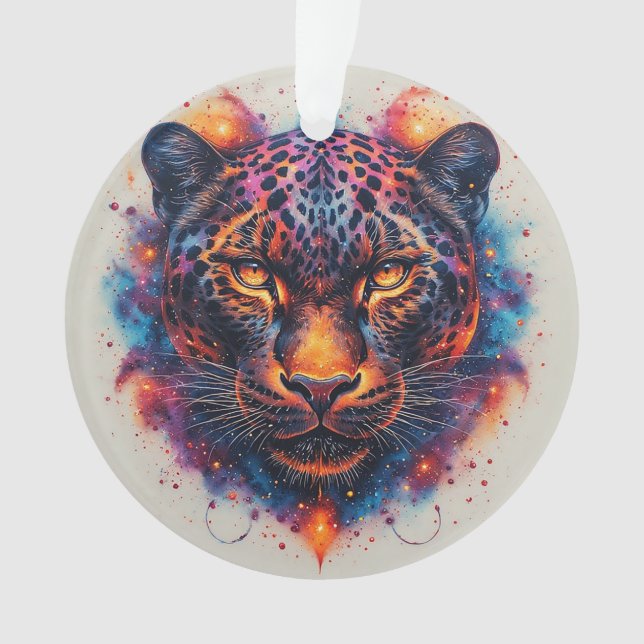 Panther-Portrait mit Abstrakten Fegefeuern Ornament (Vorderseite)
