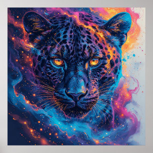 Panther-Portrait mit Abstrakten Fegefeuern Poster