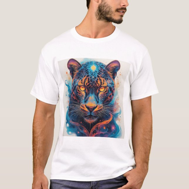 Panther-Portrait mit Abstrakten Fegefeuern T-Shirt (Vorderseite)