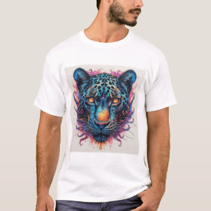 Panther-Porträt mit abstrakten feurigen Elementen T-Shirt